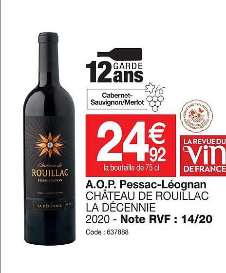 a.o.p. pessac-léognan château de rouillac la décennie 2020