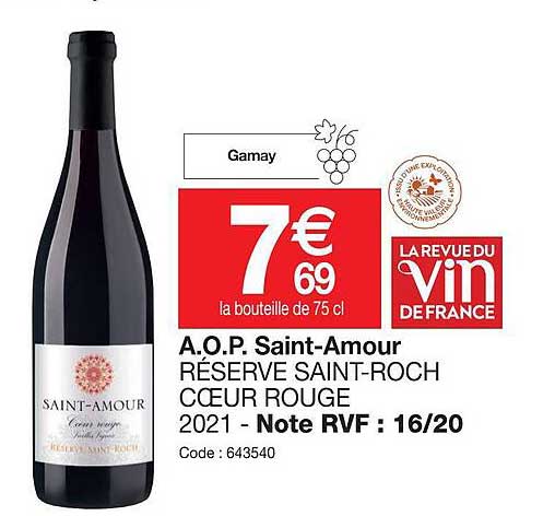a.o.p.  saint-amour réserve saint-roch coeur rouge 2021
