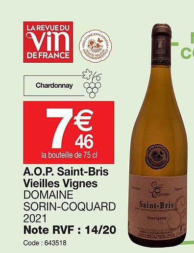 a.o.p.  saint bris vieilles vignes domaine sorin-coquard 2021