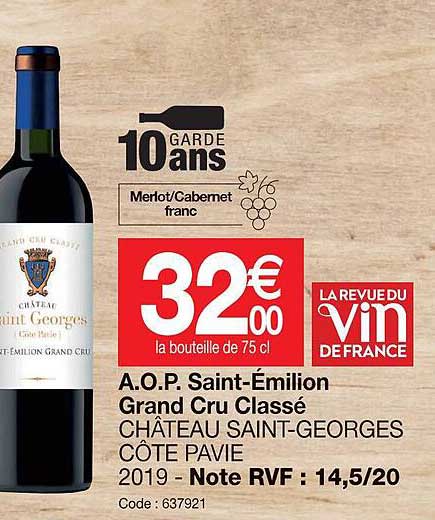 a.o.p.  saint-émilion grand cru classè château saint-georges côte pavie 2019