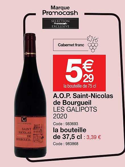 a.o.p.  saint-nicolas de bourgueil les galipots 2020