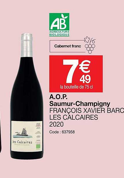 a.o.p.  saumur-champigny françois xavier barc les calcaires 2020