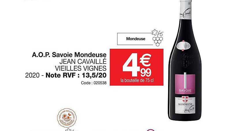a.o.p.  savoie mondeuse jean cavaillé vieilles vignes 2020