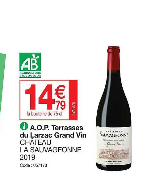 a.o.p. terrasses du larzac grand vin château la sauvageonne 2019