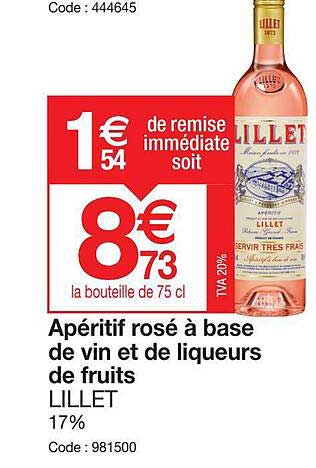 apéritif rosé à base de vin et de liqueurs de fruits lillet