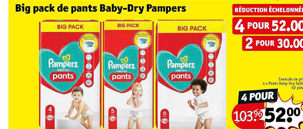 big pack de pants baby-dry pampers