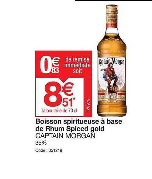 boisson spiritueuse à base de rhum spiced gold captain morgan