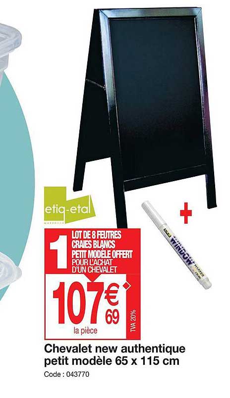 chevalet new authentic petit modèle 65 x 115 cm etiq-etal