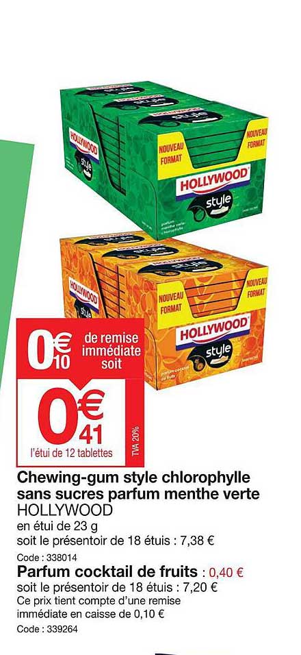 Chewing-gum Style Chlorophylle Sans Sucres Parfum Menthe Verte Hollywood