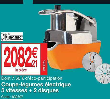 coupe-légumes éléctrique 5 vitsses+2disques dynamic