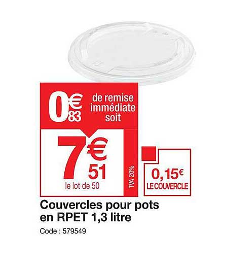 couvercles pour pots en rpet 1,3 litre