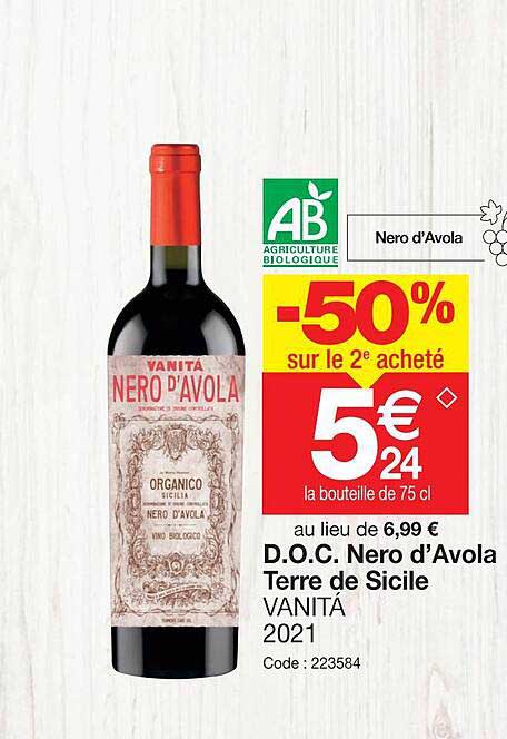 d.o.c nero d'avola terre de sicile vanita 2021