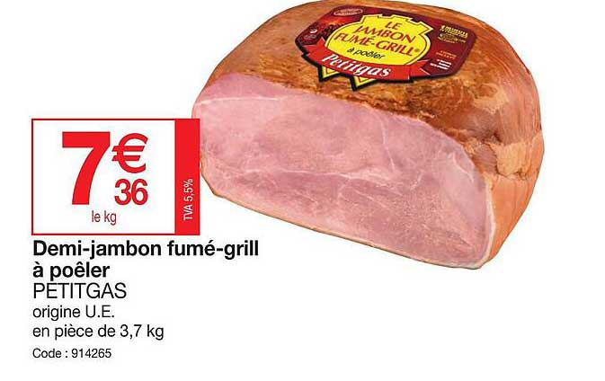 demi-jambon fumé-grill à poêler petitgas