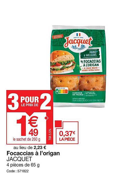 focaccias à l'origan jacquet