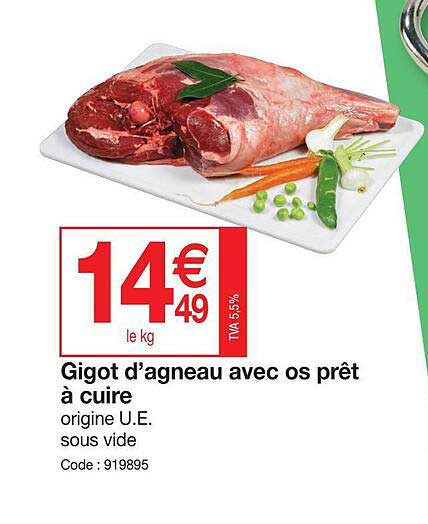 gigot d'agneau avec os prêt à cuire