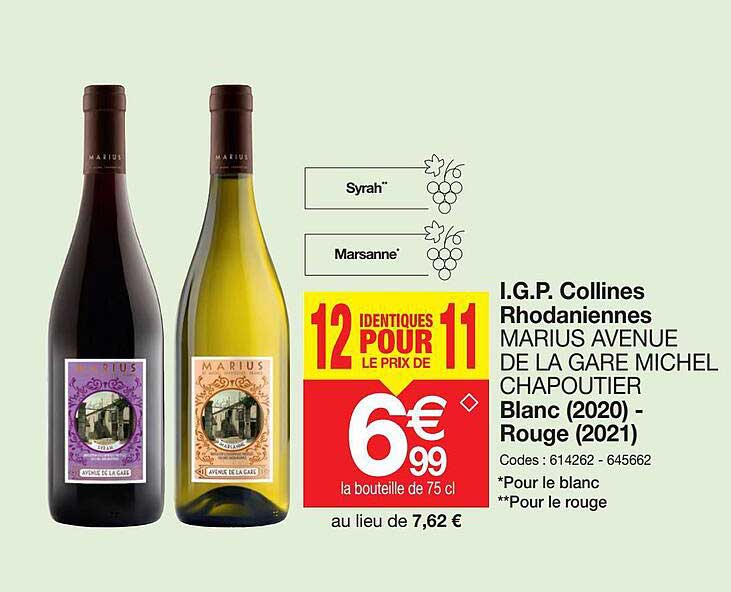 i.g.p collines rhodaniennes marius avenue de la gare michel chapoutier blanc, rouge