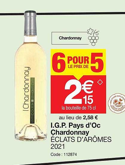 i.g.p pays d'oc chardonnay éclats d'arômes 2021