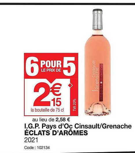 i.g.p. pays d'oc cinsault-grenache éclats d'arômes