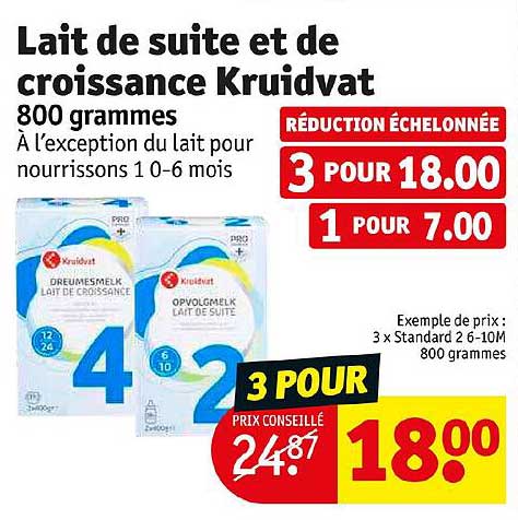 lait de suite et de croissance kruidvat