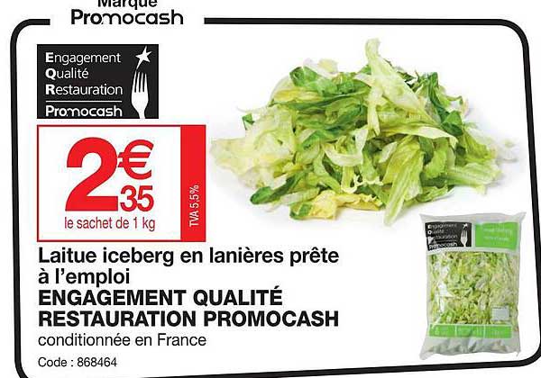Laitue Iceberg En Lanières Prête à L'emploi Engagement Qualité Restauration Promocash
