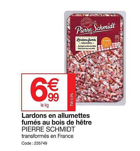 lardons en allumettes fumés au bois de hêtre pierre schmidt