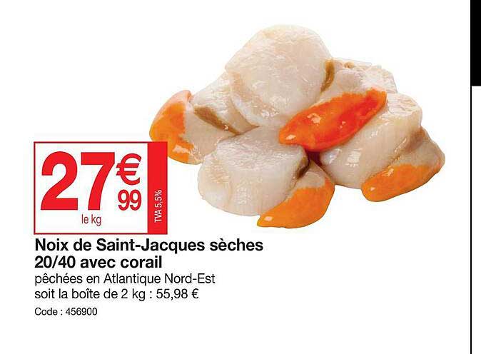 noix de saint-jacques sèches 20-40 avec corail