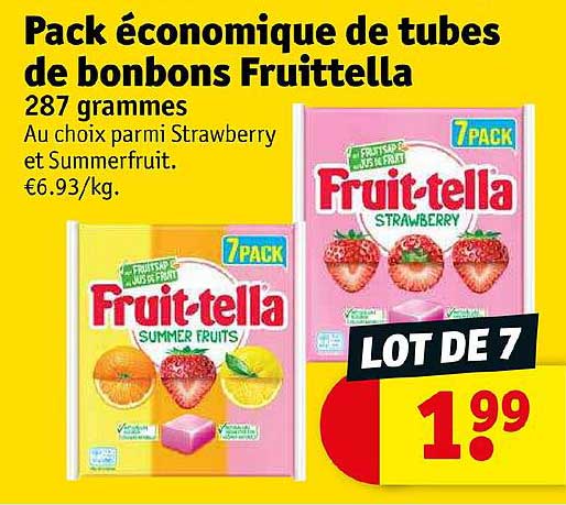 Pack économqiue De Tubes De Bonbons Fruittella