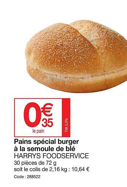 pains spécial burger à la semoule de blé harrys foodservice