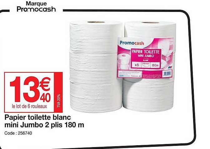 papier toilette blanc mini jumbo 2 plis 180 m