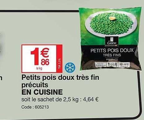 petits pois doux très fin précuits en cuisine