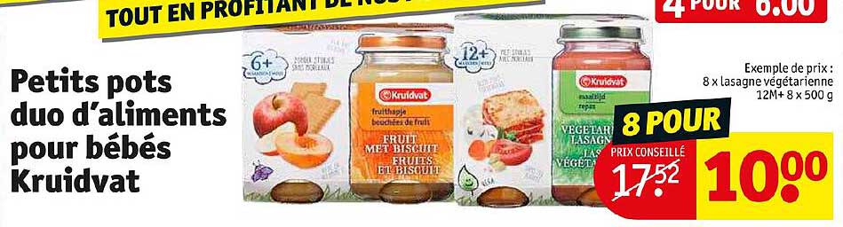 petits pots duo d'aliments pour bébés kruidvat