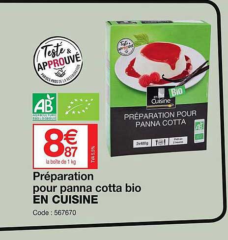 préparation pour panna cotta bio en cuisine