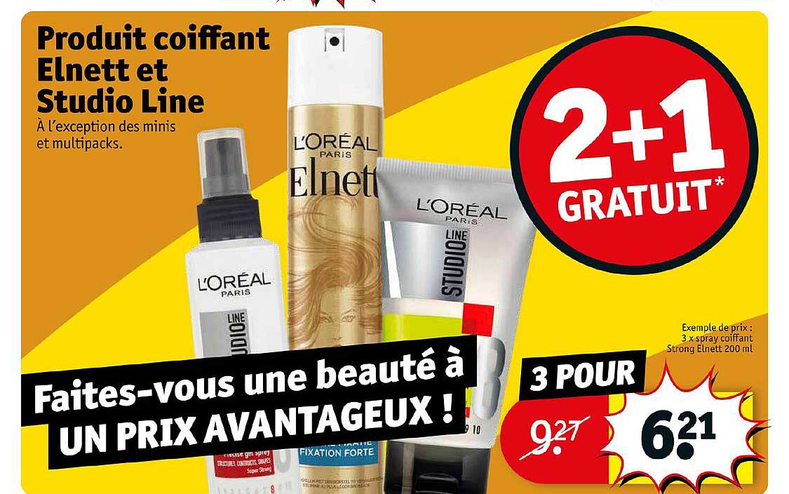 produit coiffant elnett et studio line l'oréal