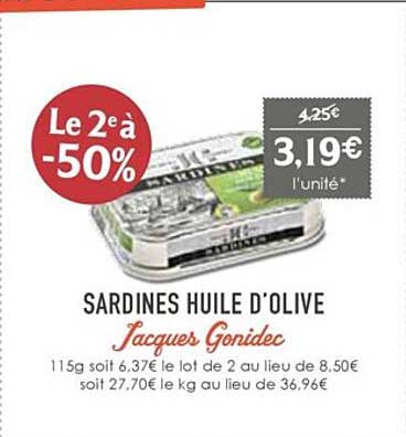 sardines huile d'olive jacques gonidec