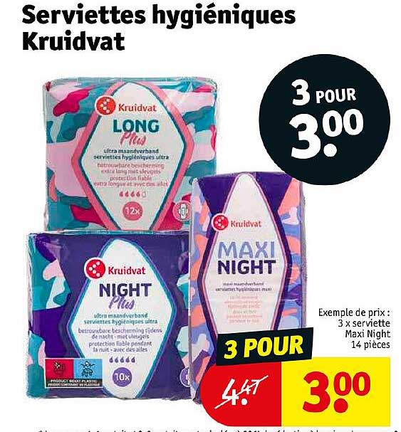 serviettes hygiéniques kruidvat