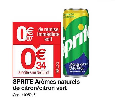 sprite arômes naturels de citron-citron vert