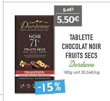 Tablette Chocolat Noir Fruits Secs Dardenne