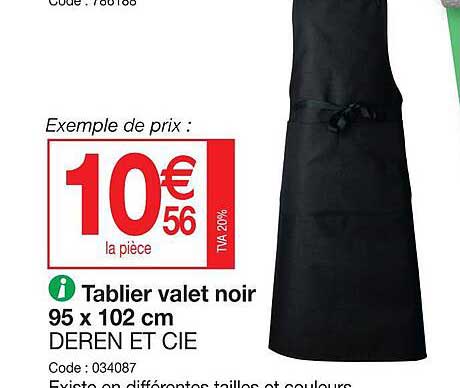 tablier valet noir 95 x 102 cm deren et cie