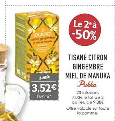 tissane citron gingembre miel de manuka pukka