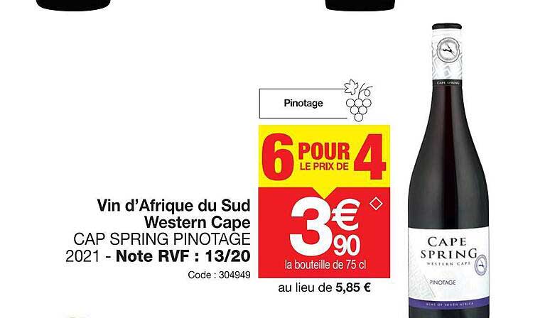 vin d'afrique du sud western cape cap spring pinotage 2021