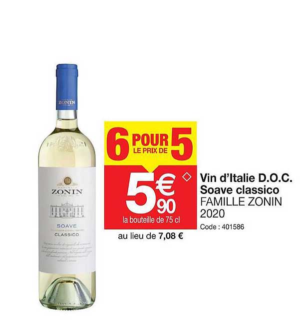 vin d'italie d.o.c soave classico famille zonin 2020
