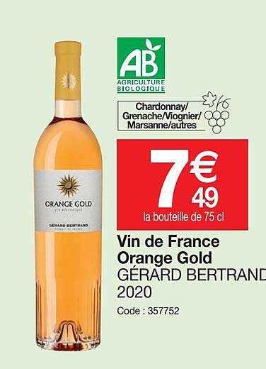 vin de france orange gold gérard bertrand 2020