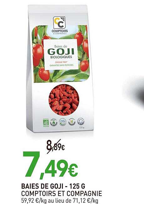 baies de goji comptoirs et compagnie - 125 g
