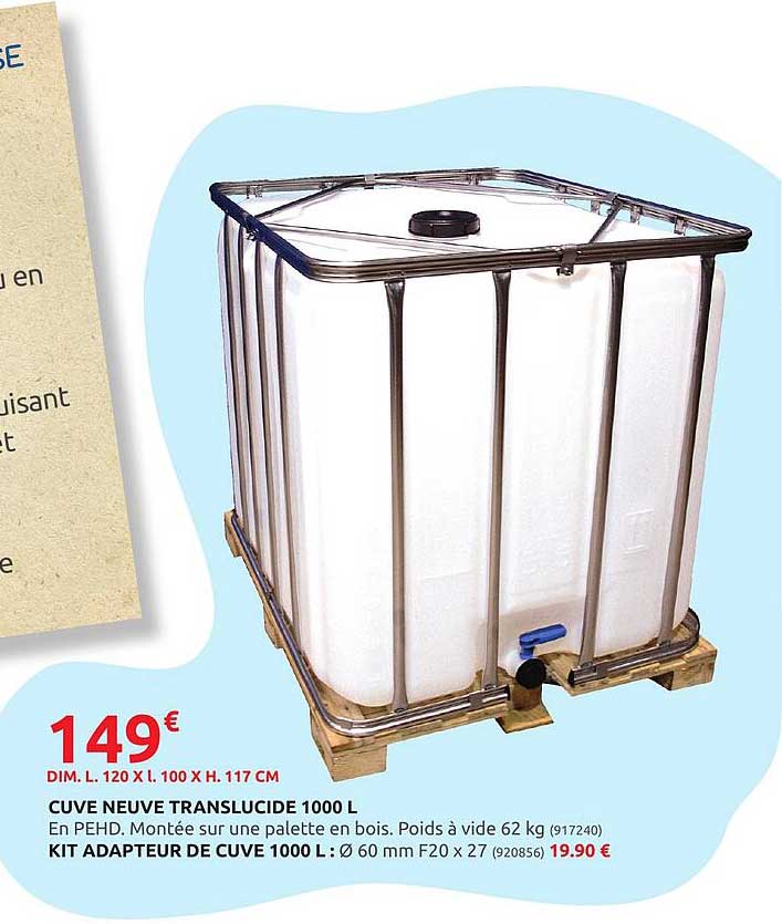 Cuve Neuve Translucide 1000l