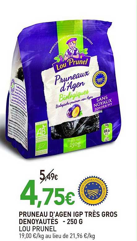 pruneau d'agen igp très gros dénoyautés lou prunel - 250 g
