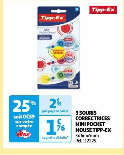 3 souris correctrices mini pocket mouse tipp-ex
