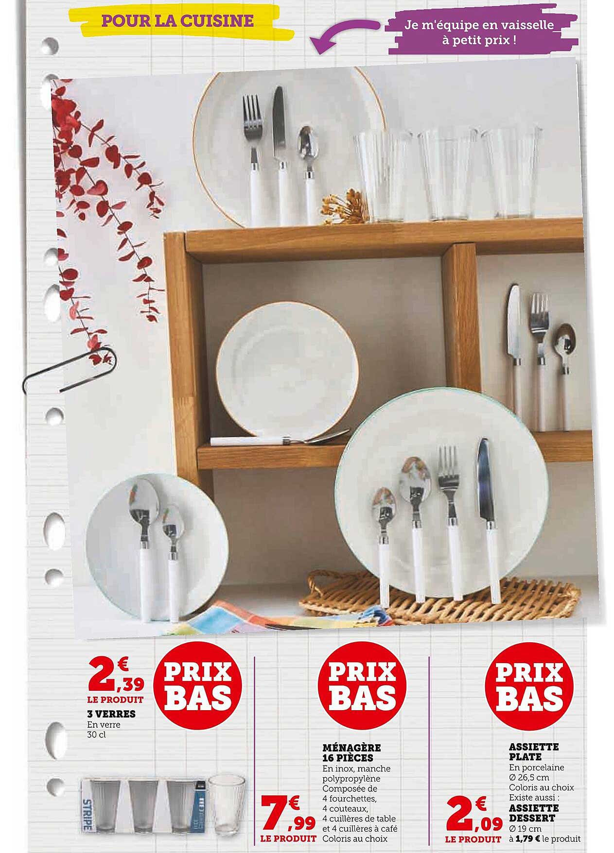 3 Verres, Ménagère 16 Pièces, Assiette Plate, Assiette Dessert