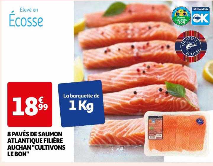 8 pavés de saumon atlantique filière auchan "cultivons le bon"
