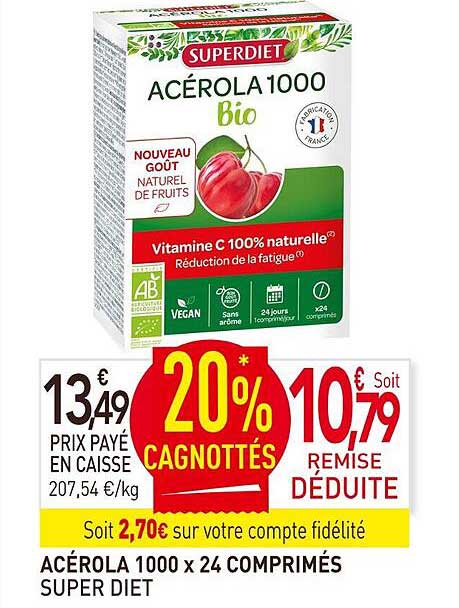acérola 1000 x 24 comprimés super diet