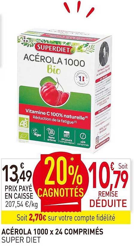 acérola 1000 x 24 comprimés super diet
